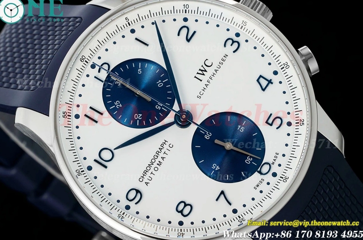 RU Z+F SS 41mm A69355 White Portuguese Blue Chrono 0209